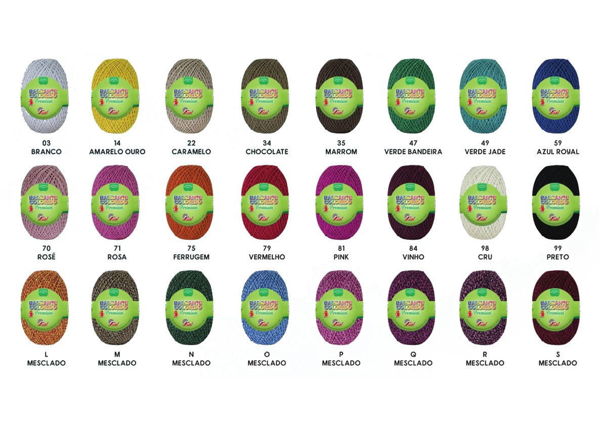 Barbante Crochê Fial Número 6 Colorido Premium 300g e 322m