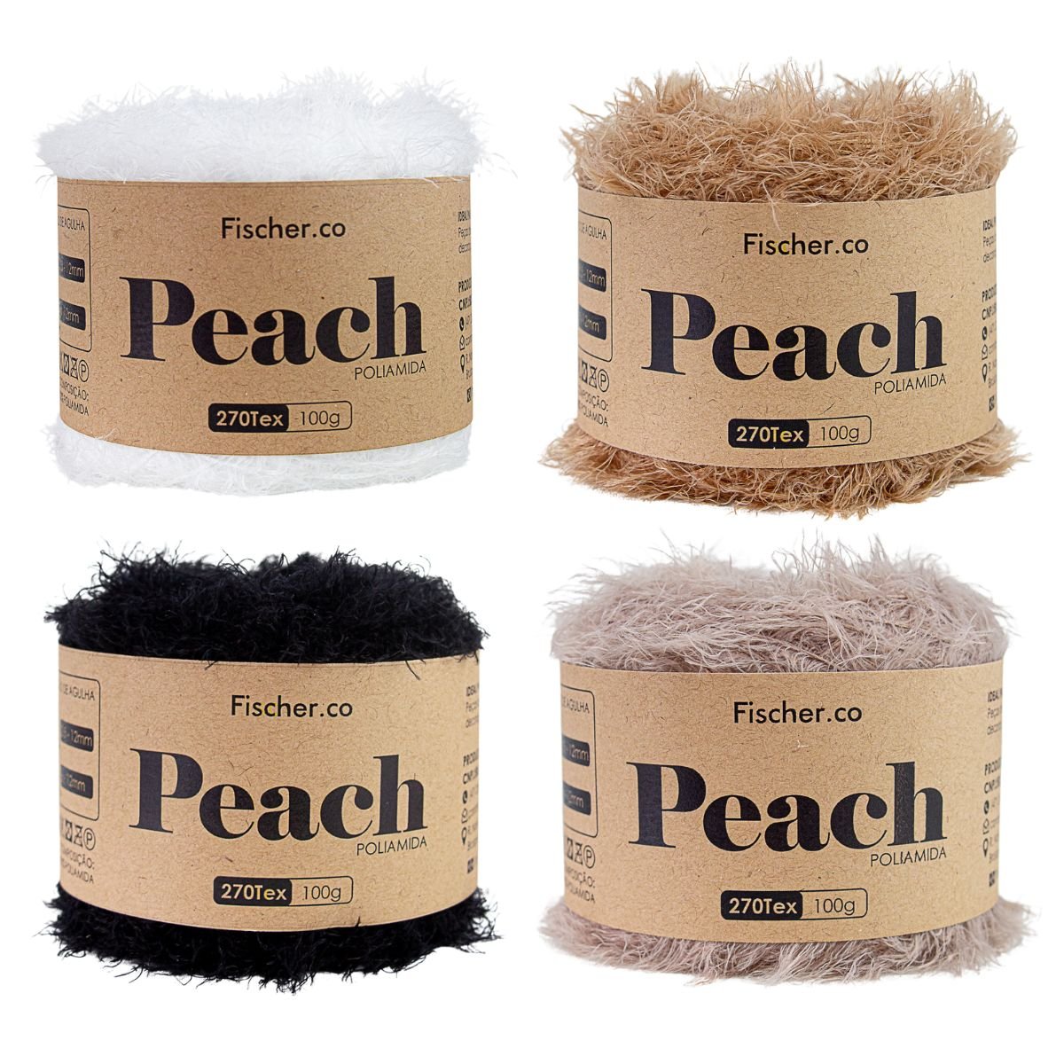 Fio Peach Fischer 100% Poliamida 100 gramas / 300 metros / 270 TEX