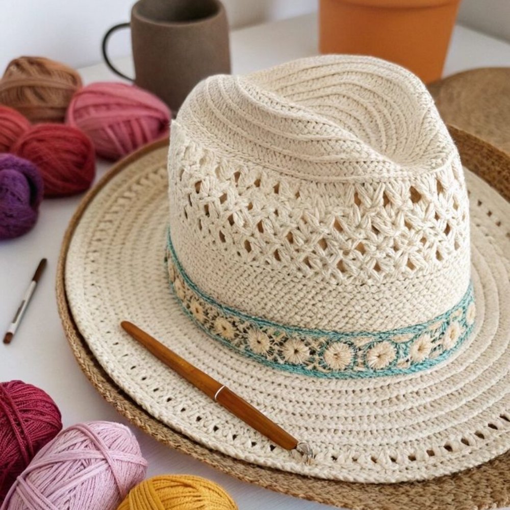imagem 1 chapeu de cowboy de croche