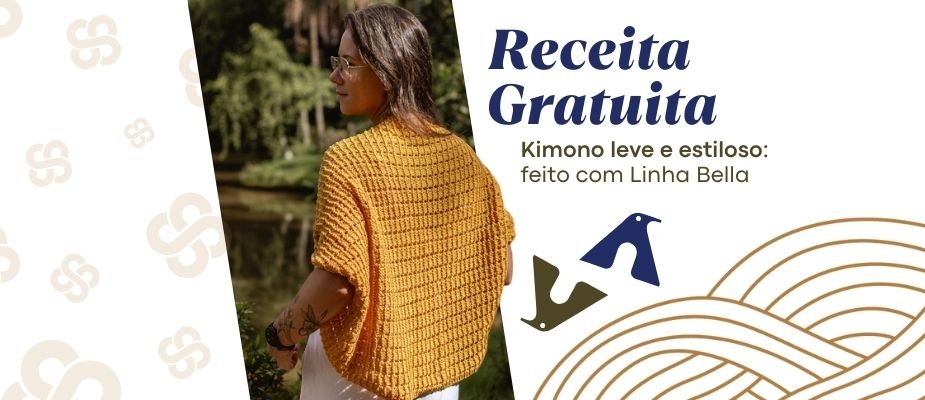 Kimono Citrino em Tricô com Fio Bella | Sissi Fios