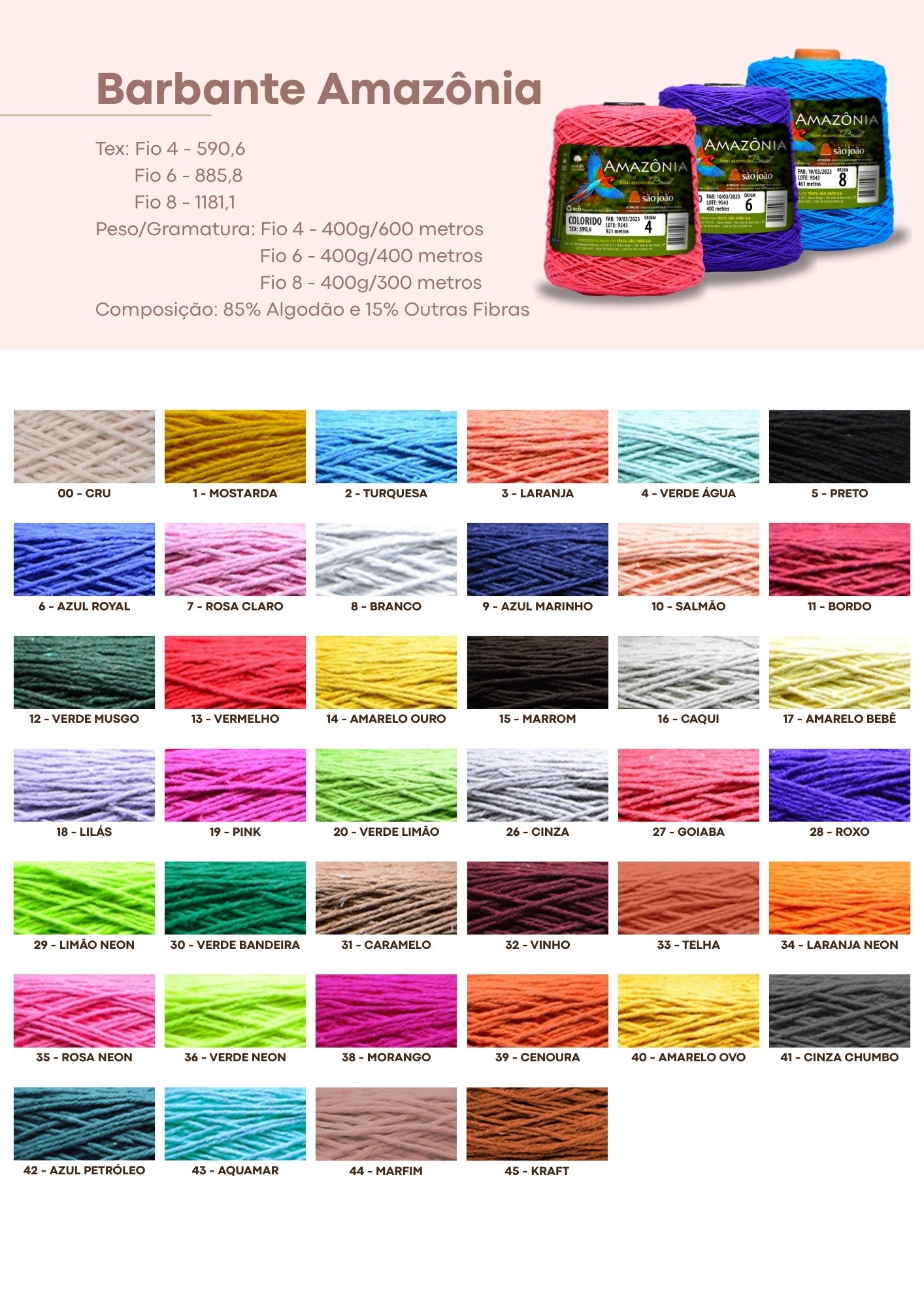 Barbante Amazônia Fio 4 400g para Crochê | Sissi Fios