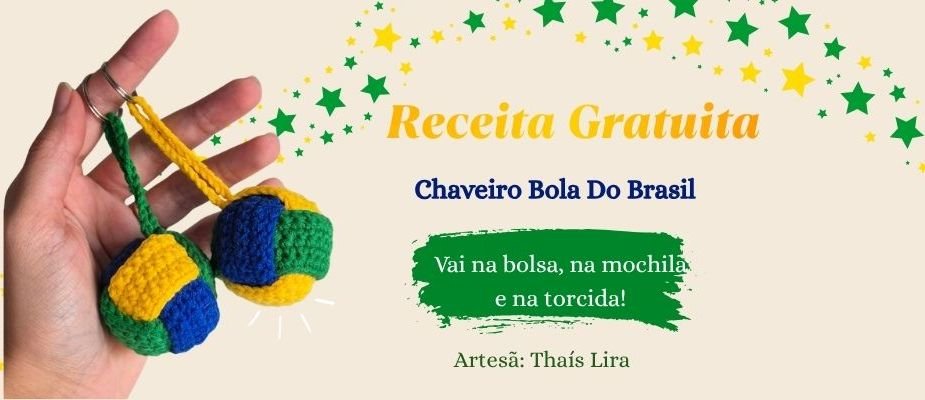 Chaveiro Bola do Brasil em Crochê Passo a Passo | Sissi Fios