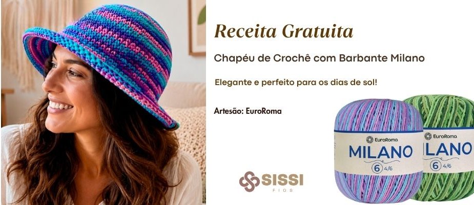 Chapéu de Crochê com Barbante Milano | Sissi Fios